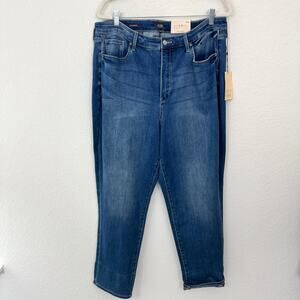 NYDJ Womens Margot Girlfriend Printed Cuff Jean Size 14W Lift Tuck Lovesick Blue